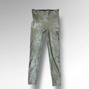 Spanx Women’s Olive Green Shiny Finish Leggings Size XL